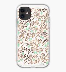 Olive Branches – Rose Gold & Mint iPhone Case