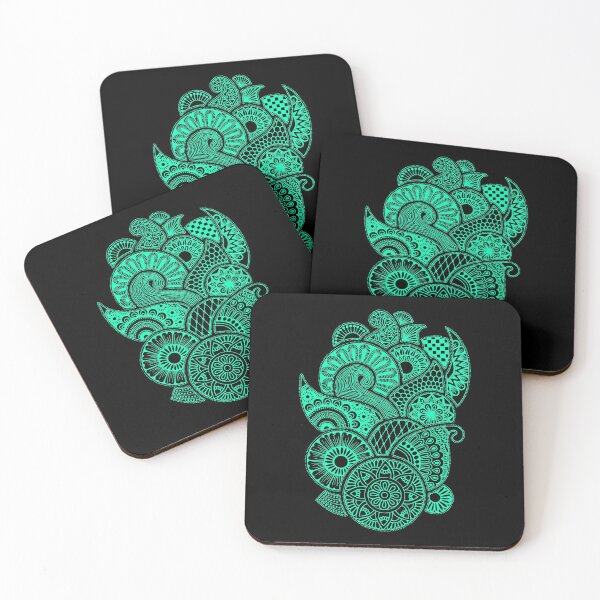 Item preview, Abstract Mandala design (cyan on black) designed and sold by Calen  Picard-Carroll.
