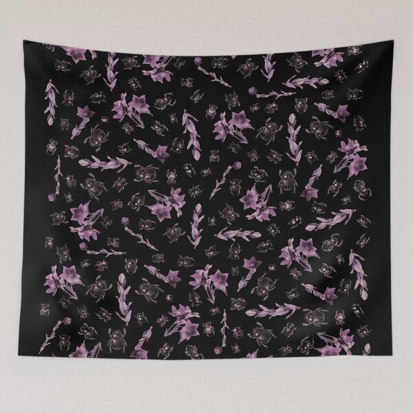 Item preview, Scarabs and Plants Violet Pattern (black) designed and sold by zazuzanta.