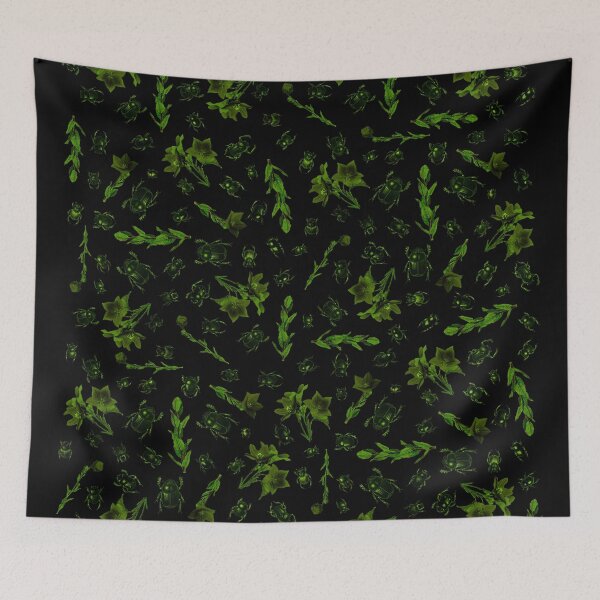 Item preview, Scarabs and Plants Green Pattern (black) designed and sold by zazuzanta.