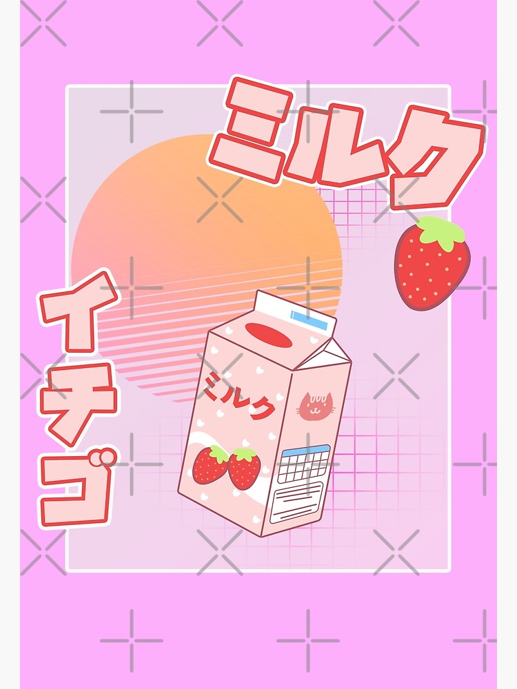 Strawberry Milk Ichigo Miruku Kawaii Aesthetic Chibi Pastel T Metal Print By Vaporwaveanime