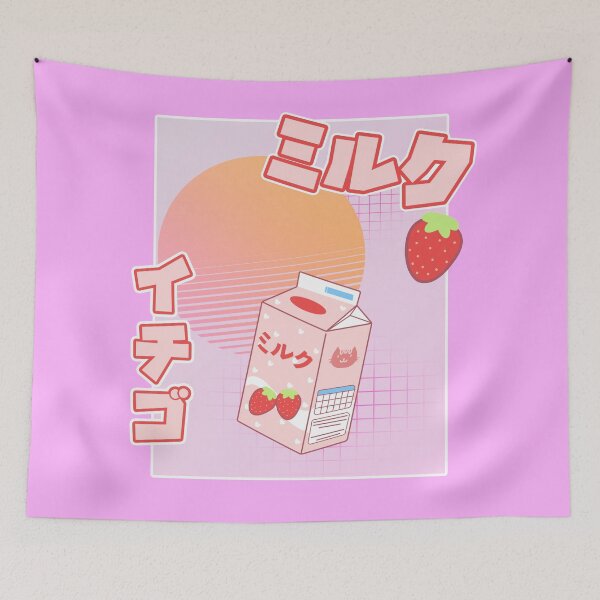 Item preview, Strawberry Milk Ichigo Miruku Kawaii Aesthetic Chibi Pastel Gift designed and sold by VaporwaveAnime.