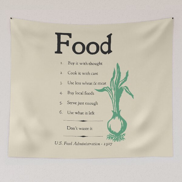 Aperçu de l'œuvre Affiche de rationnement alimentaire WW1 - Première Guerre mondiale, propagande, cuisine, historique, chef créée et vendue par SpaceDogLaika.