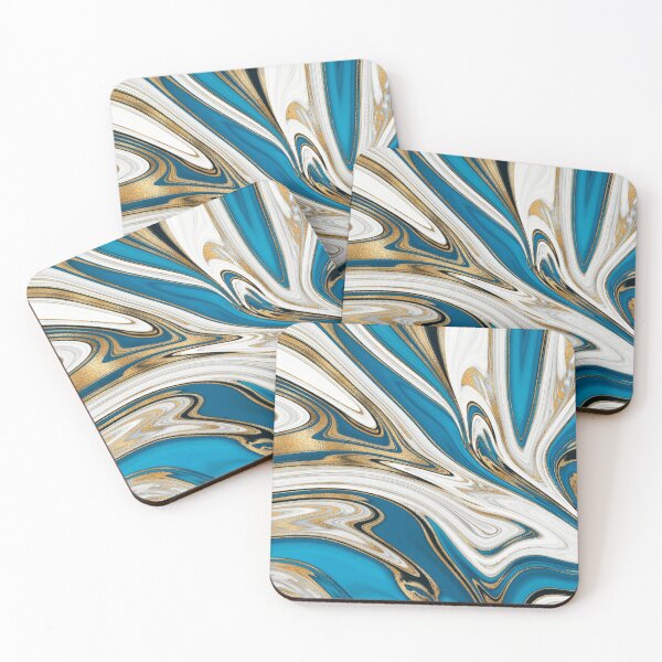 Item preview, Gold blue agate liquid marble texture fluid artwork designed and sold by CynthiaGraphics.
