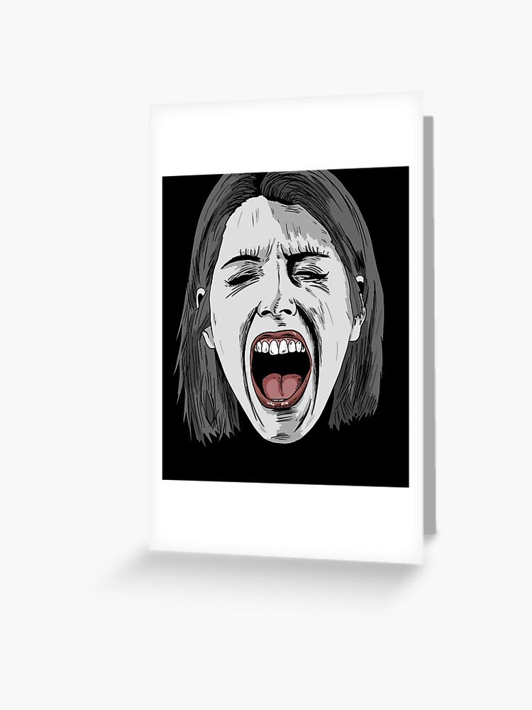 Screaming Woman Greeting Card for Sale by blacksnowcomics