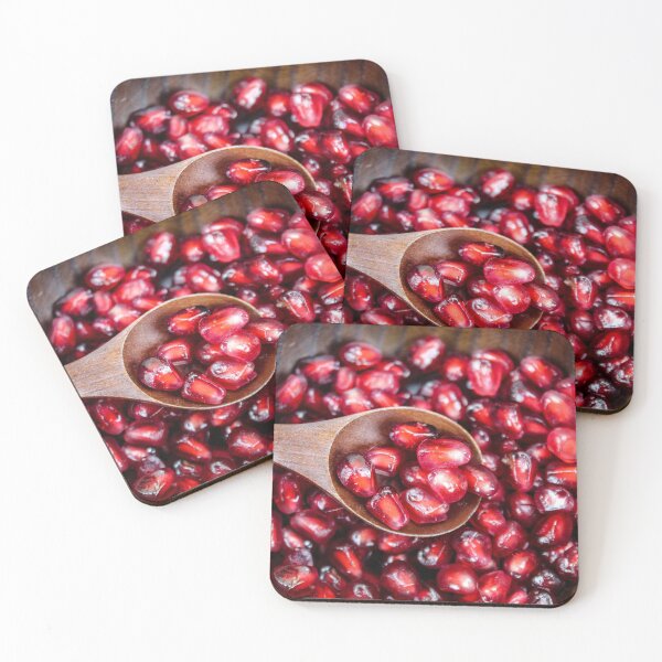 Item preview, Red pomegranate fruit seeds in a wooden bowl designed and sold by Mahirov Shop.