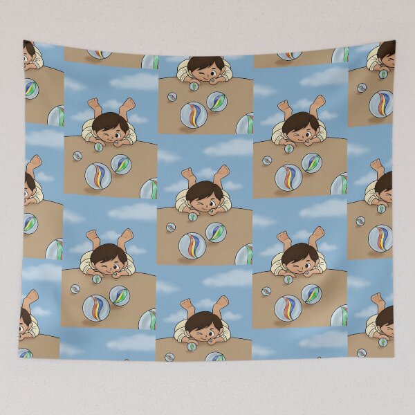 Item preview, Kuwaiti little boy playing with marble balls designed and sold by Mennen’s Art.