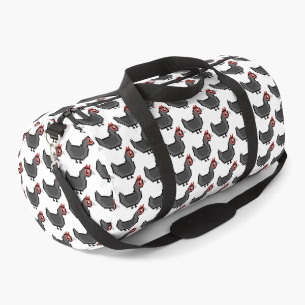 Pixel Art Black Chicken Duffle Bag