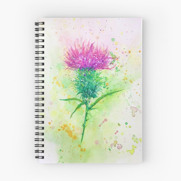 Aperçu de l'œuvre Chardon aquarelle splash créée et vendue par Morag McMillan  Wilson Art.