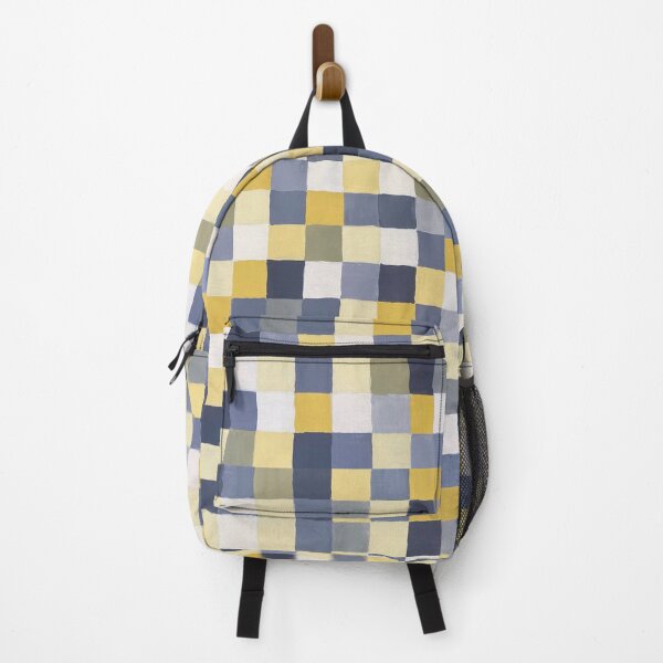 Item preview, Abstract colourful square pattern checkered design blue yellow grey designed and sold by Marilena Strambu.