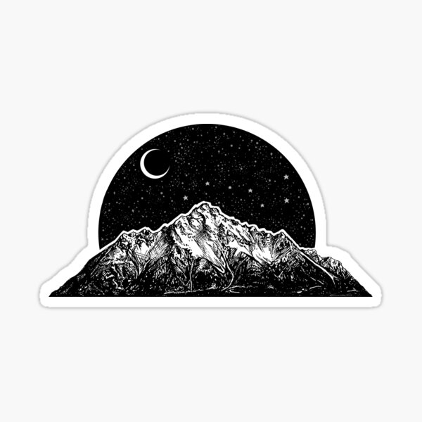 Mountain, Moon, and Stars Sticker