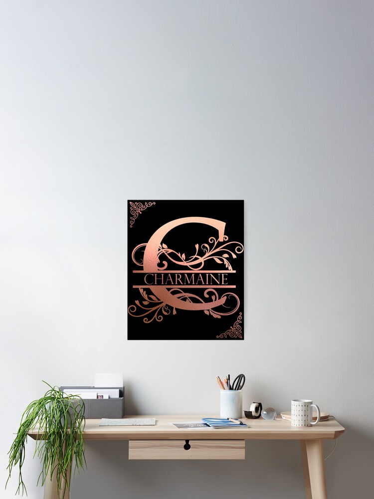 Imagen 2 de 3, Póster con la obra Charmaine Personalized Name Gifts with Beautiful Rose Gold Monogram Letter C. Simply Best Gift Ideas for Charmaine, diseñada y vendida por ArteSquare.