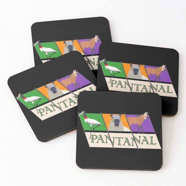 Item preview, Pantanal fauna - Tuiuiú - Capybara - Maned Wolf (on black) designed and sold by Groenendijk.