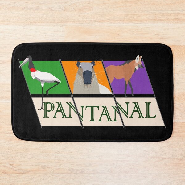 Item preview, Pantanal fauna - Tuiuiú - Capybara - Maned Wolf (on black) designed and sold by Groenendijk.