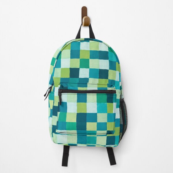 Item preview, Abstract colourful square pattern checkered design teal lime green blue designed and sold by Marilena Strambu.