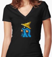 Black Mage sprite Women's Fitted V-Neck T-Shirt