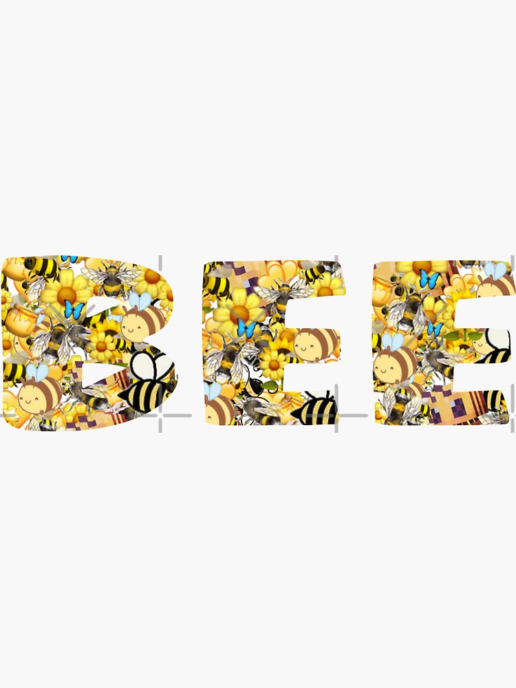 little-bee-word-stricker-design-sticker-by-riceayoj-redbubble