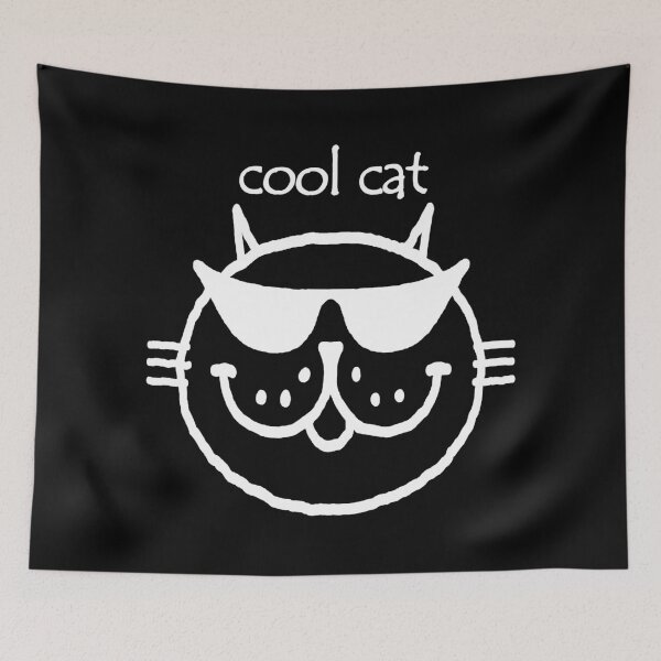 Item preview, cool cat (white outline) designed and sold by RawSunArt.
