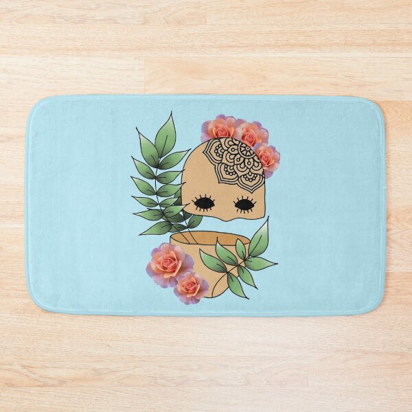 Item preview, Plant Lover, Creepy Face with Plant Leaf & Peach Rose Flowers - Repeat Print designed and sold by 10pmCreations.
