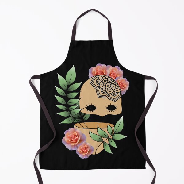 Item preview, Plant Lover, Creepy Face with Plant Leaf & Peach Rose Flowers - Repeat Print designed and sold by 10pmCreations.