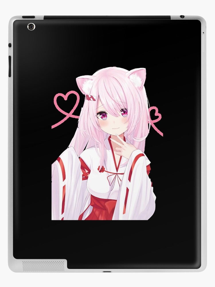 Kawaii Anime Neko Cat Girl With white hair iPad Case & Skin for