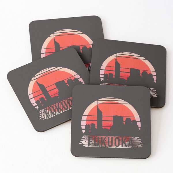 Item preview, Fukuoka Japan - Retro Sunset - Skyline with Japanese Flag designed and sold by tanimator.