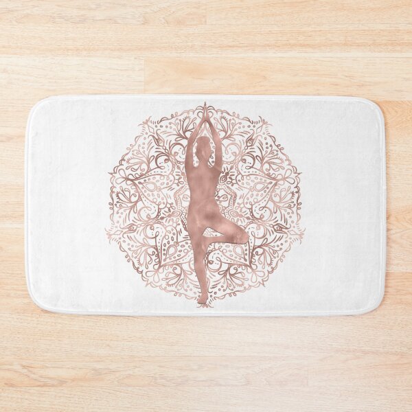 Item preview, Mandala with Virksasana Yoga Pose (Rose Gold) designed and sold by squishyrainbow.