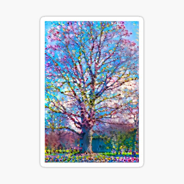 Redreaming Tree Series: Spring Tree On New Road Sticker