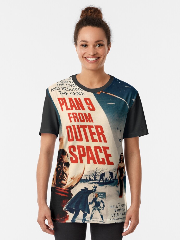 Alternate view of Plan 9 From Outer Space Retro Movie Pop Culture Art Graphic T-Shirt