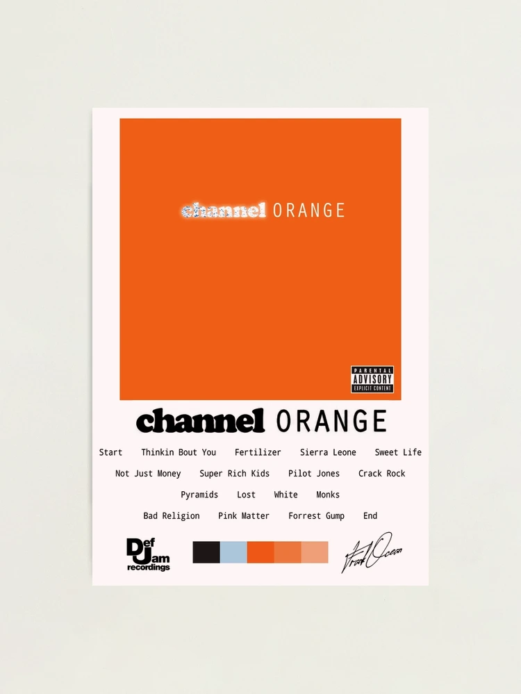 Frank Ocean Channel Orange Album - Tracklist Photographic Print for Sale  by sblankdesigns
