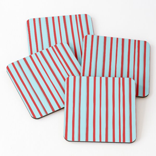 Item preview, Red and blue vertical lines vintage circus handmade organic pattern  designed and sold by rupydetequila.