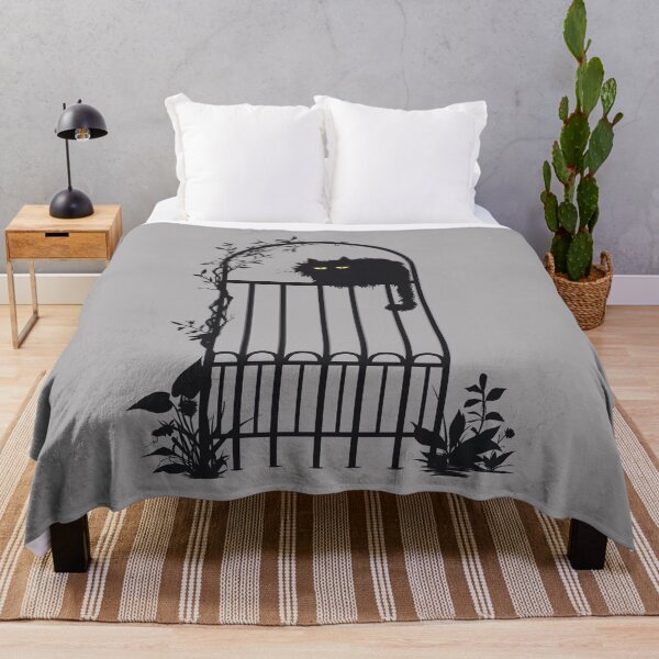 Item preview, Black cat on a garden fence designed and sold by CatCarrot.