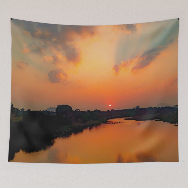 Item preview, Colorful Sunset By the River designed and sold by PriyanDecor.