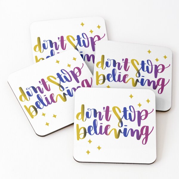 Item preview, Don’t Stop Believing colorful Journey calligraphy design designed and sold by Calm and Antsy.