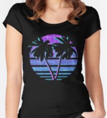 Palmen Tailliertes Rundhals-Shirt