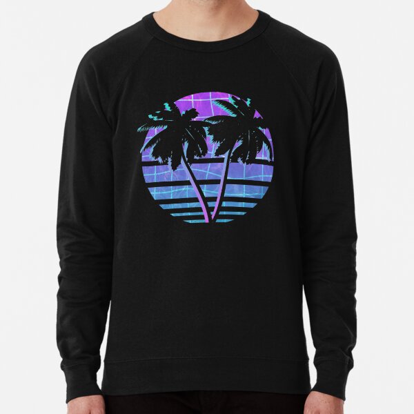 Crewneck Sweatshirt Live The Life Neon Tropical Sea Turtle Palm Trees
