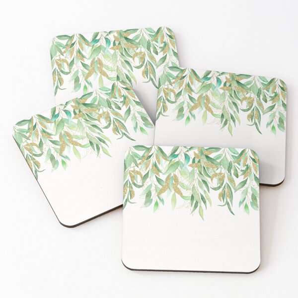 Item preview, Eucalyptus watercolor Greenery Leaves With Gold Foil designed and sold by ArunikaPrints.