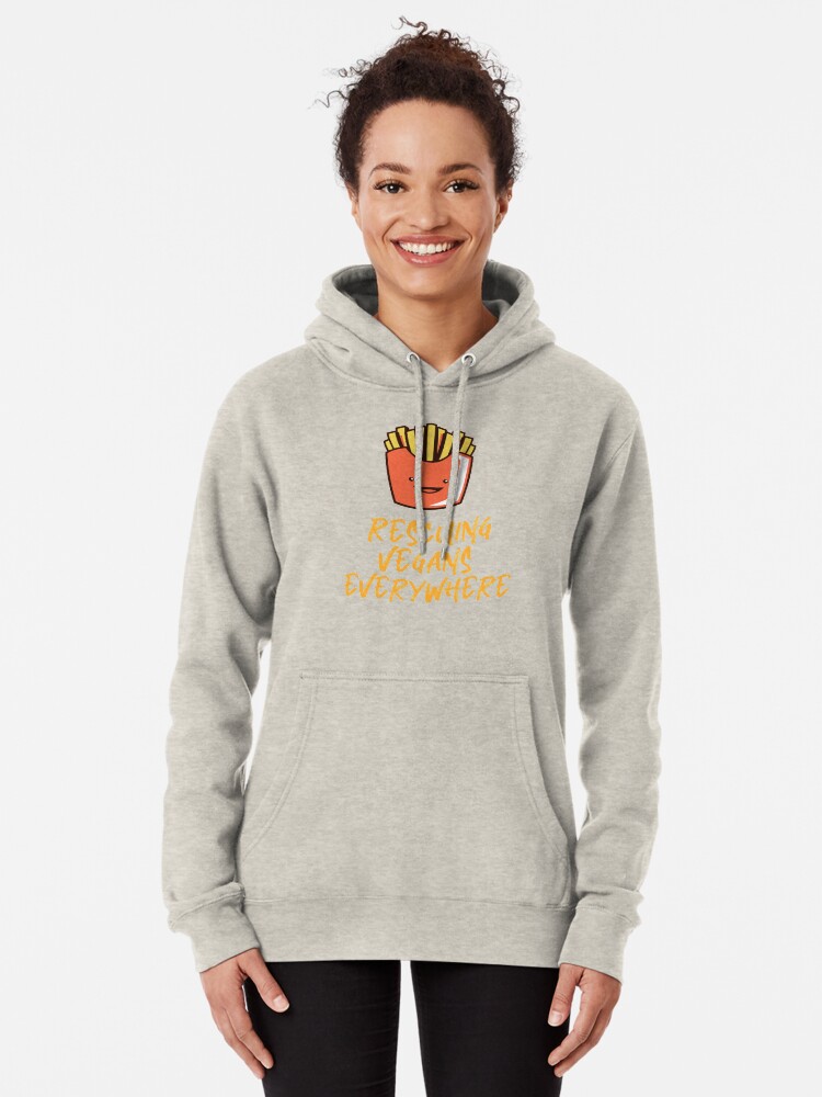 Alternate view of Rescuing Vegans Everywhere with Fries Pullover Hoodie