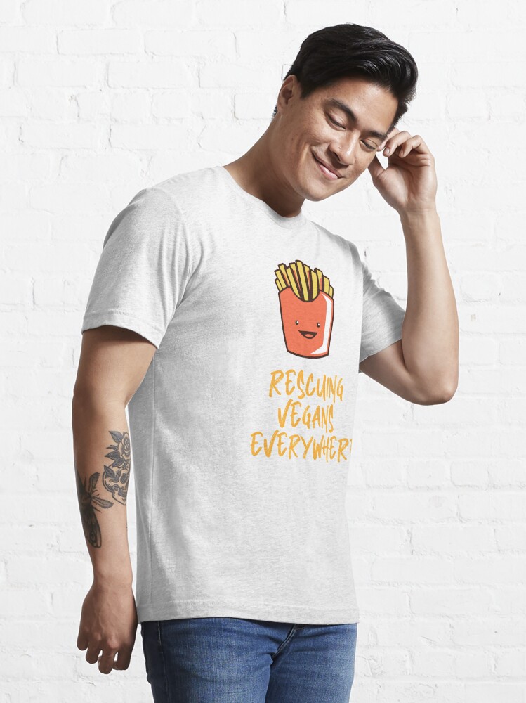 Alternate view of Rescuing Vegans Everywhere with Fries Essential T-Shirt