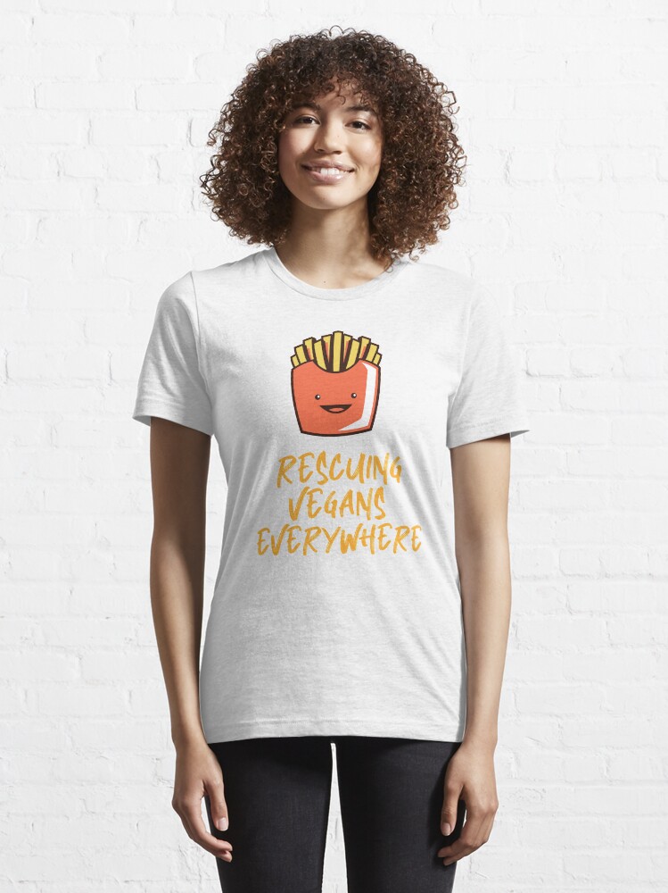 Alternate view of Rescuing Vegans Everywhere with Fries Essential T-Shirt