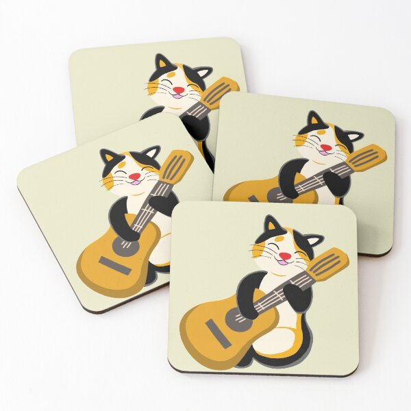 Item preview, Red nose cat guitar musician cuteness designed and sold by LuckyTreeWorld.