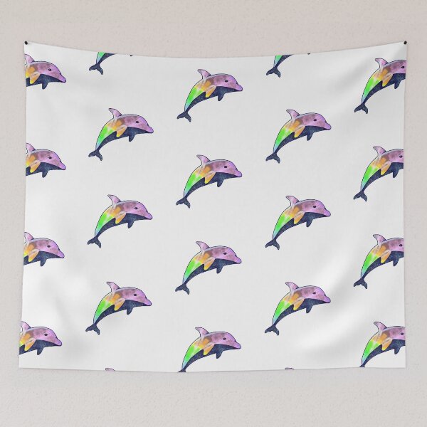 Item preview, Tie Dye Dolphin Colorful Blue designed and sold by Studio Bako.
