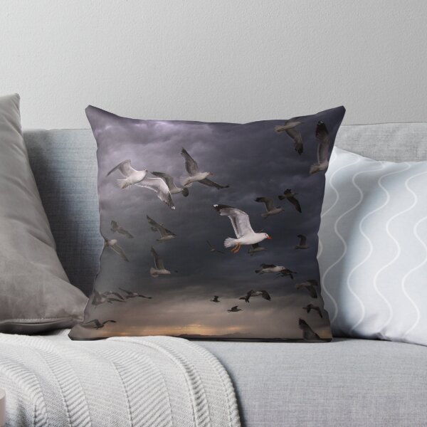 Seagull Storm Throw Pillow & Tote Bag Throw Pillow