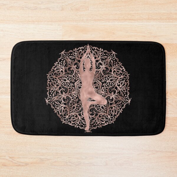 Item preview, Mandala with Virksasana Yoga Pose (Rose Gold) designed and sold by squishyrainbow.
