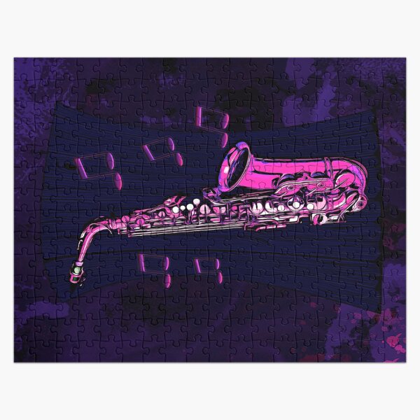 Legaculia saxophone notes pink Jigsaw Puzzle