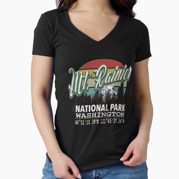 Classic Mount Rainier National Park Tshirt Fitted V-Neck T-Shirt
