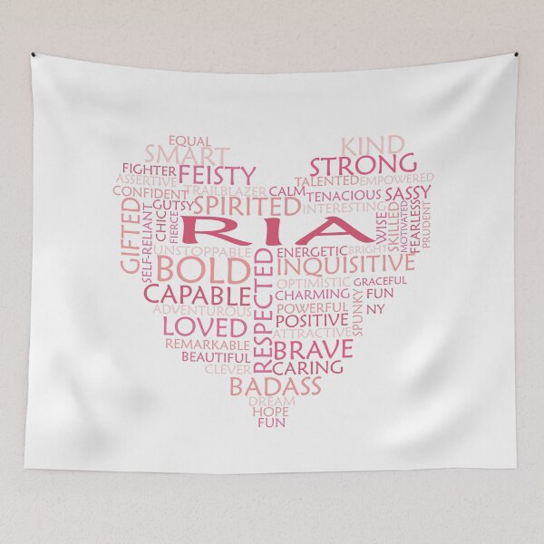 Item preview, Ria heart word cloud shape name - pink, peach and light pink - female empowerment name personalised text - 0421 designed and sold by PrettyDesserted.