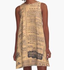 Vestido acampanado Mirada de página de periódico antiguo