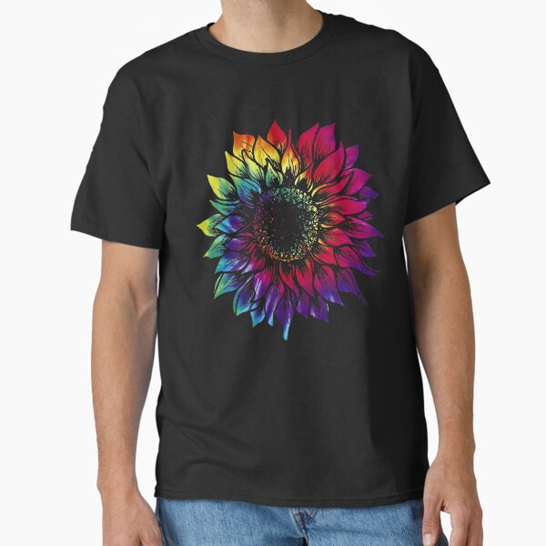 Item preview, Tie Dye Retro Sunflower Women Black Shirt Cotton S-5XL (1) designed and sold by Alice568.