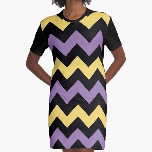 Chevron Violet Yellow Zigzag Clean Simple Pattern Graphic T-Shirt Dress